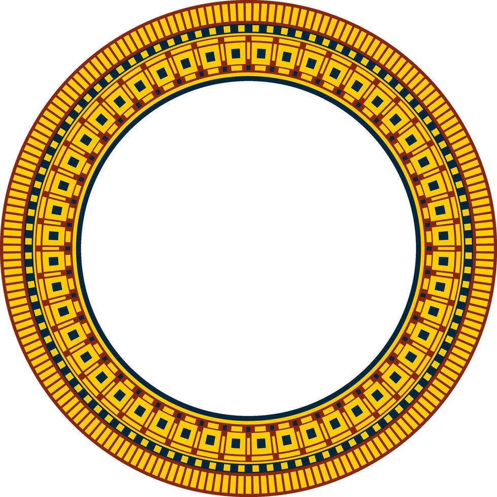 round Assyrian colored ornament. Circle, border, frame of Mesopatamia. Pattern, ring of ancient East. vector