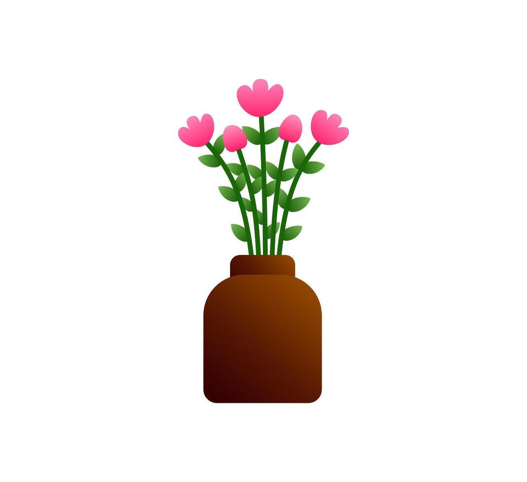 Pink Flower in a Vase vector