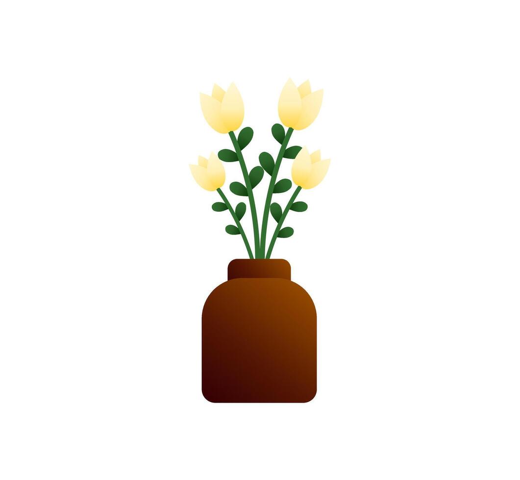 White Tulip Vase Illustration vector