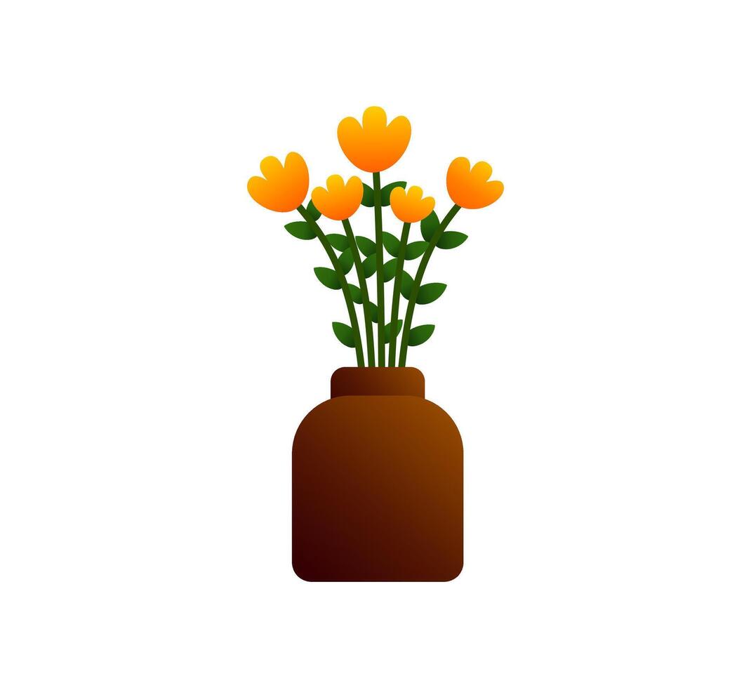 Orange Flower in a Vase vector