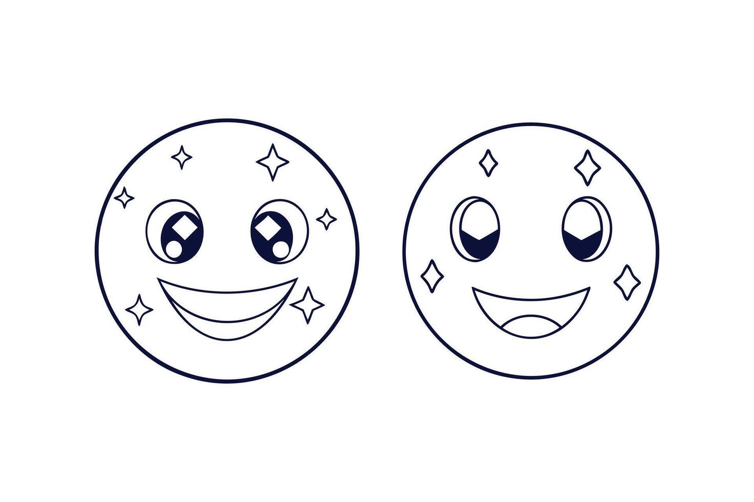 Set of Shiny Diamond-Eyed Emoji Illustration for Digital and Print vector