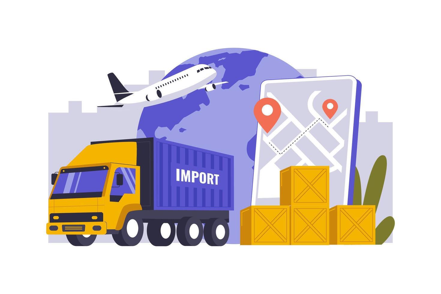 Import Logistics and Supply Chain Management Concept Illustration ...