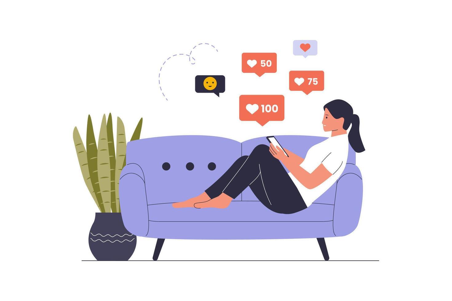 Illustration of People Addicted to Social Media vector