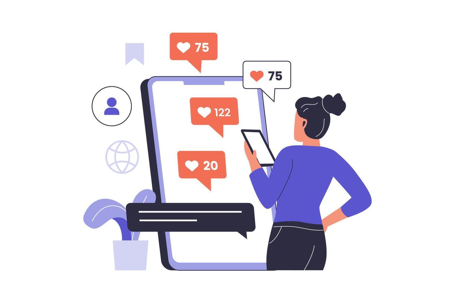 People Addicted to Social Media and Screens vector