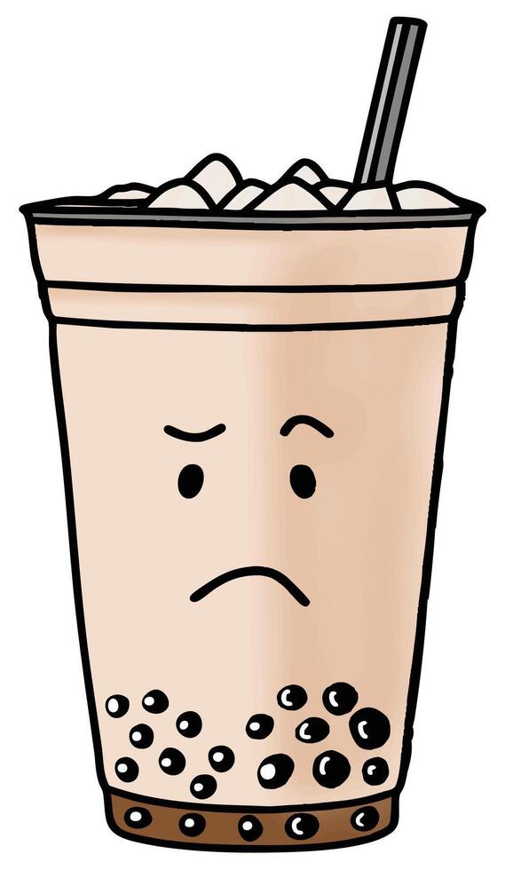 confused bubble tea emoticon vector