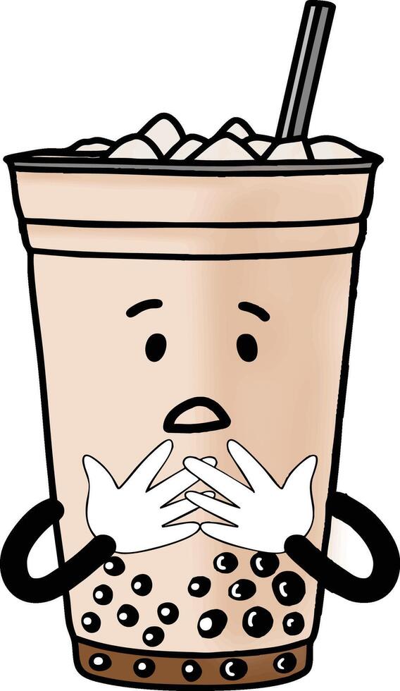 Panic bubble tea emoticon vector