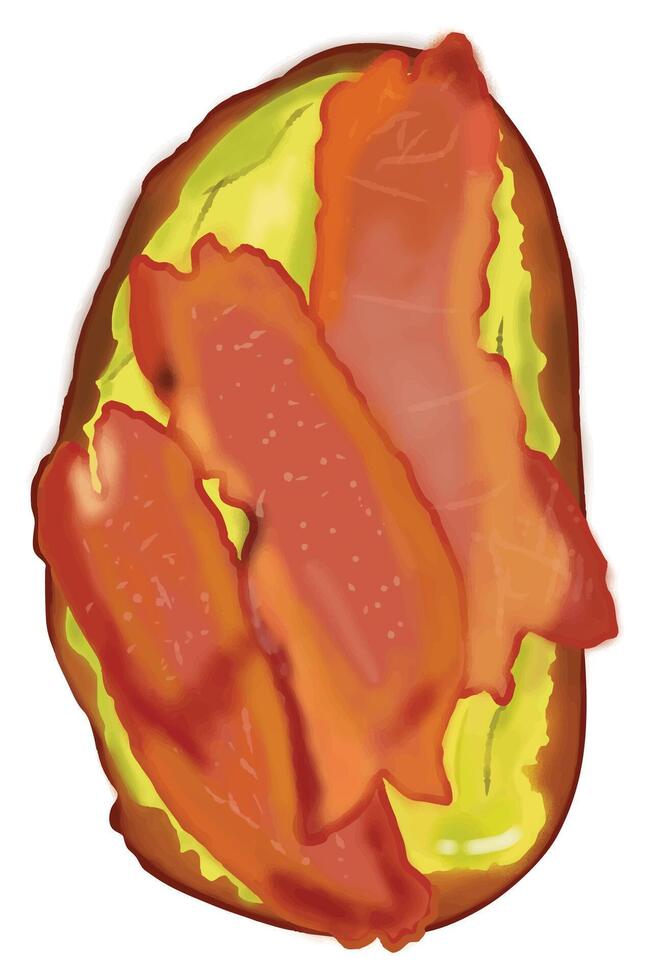 Avocado toast with bacon vector