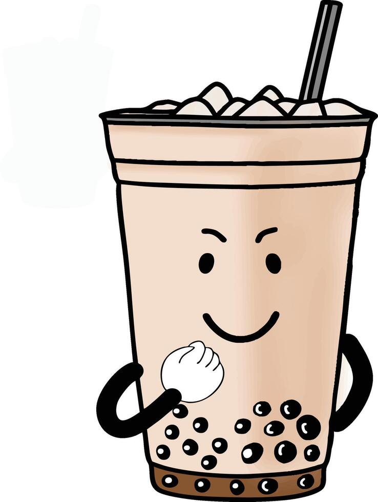 Fighting bubble tea emoticon vector