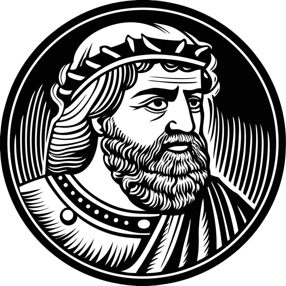 Classical Laurel Wreath Portrait Art vector