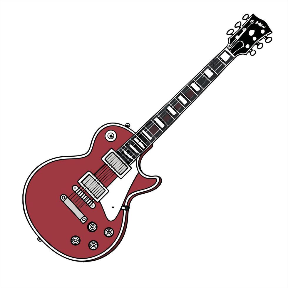 Stylized Red Electric Guitar Illustration vector