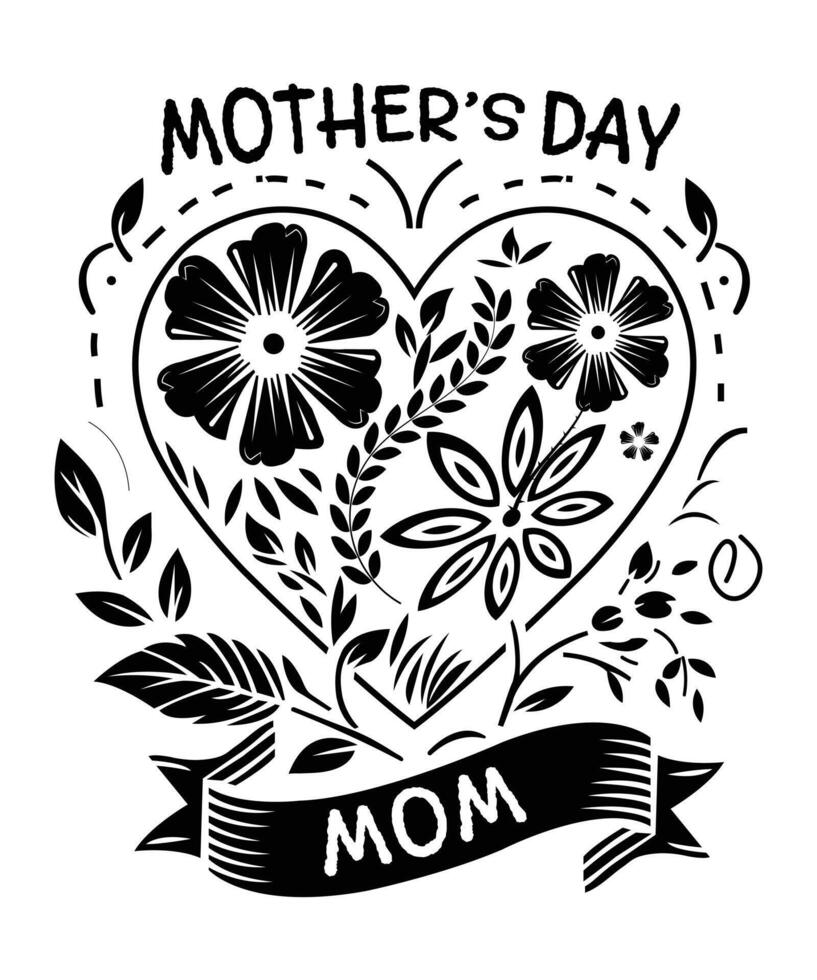 Mother's Day T Shirt Design with Beautiful Art vector