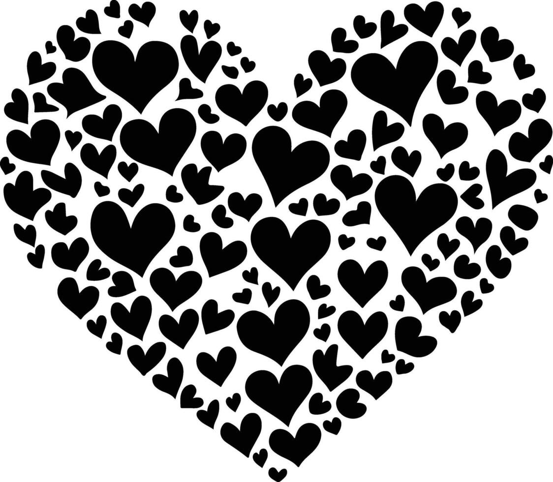 Heart Made of Smaller Hearts Love And Unity Symbol Illustration. vector