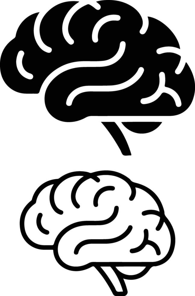 Black And White Brain Icon Set Clipart illustration, vector