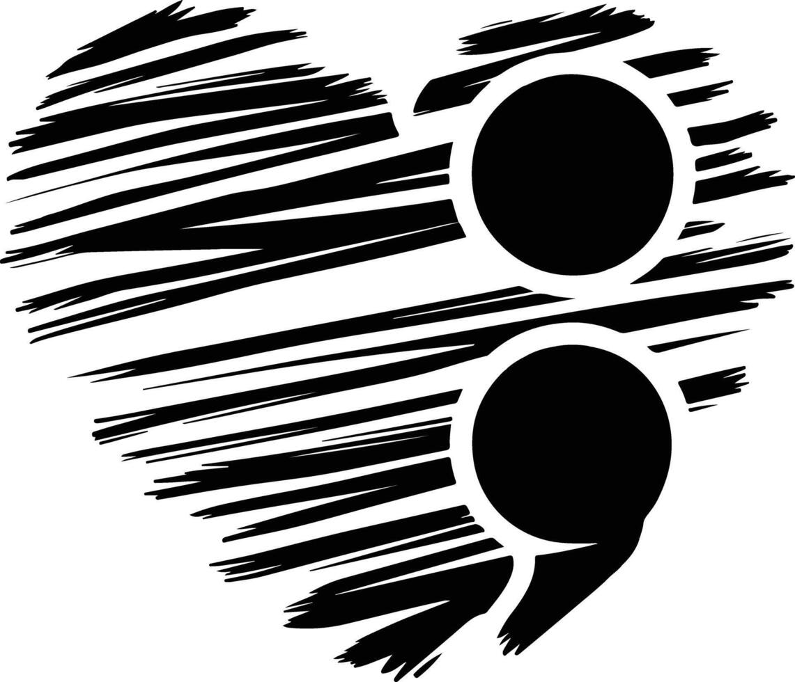 Semicolon Heart Symbol Mental Health And Suicide Awareness Art. vector