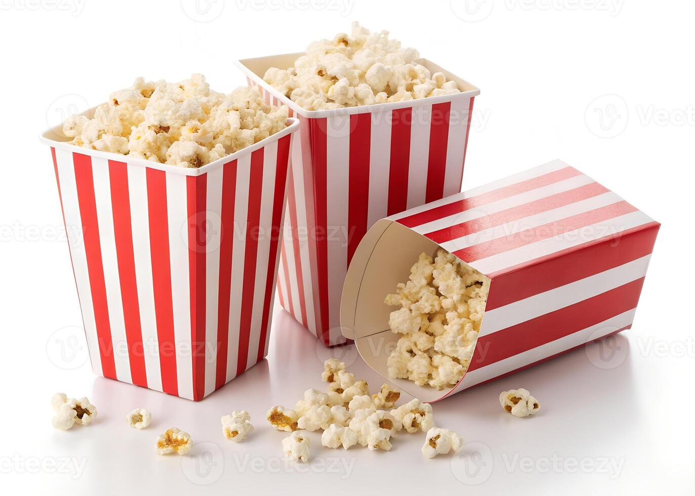 Red and White Popcorn Bucket Isolated on White Background photo