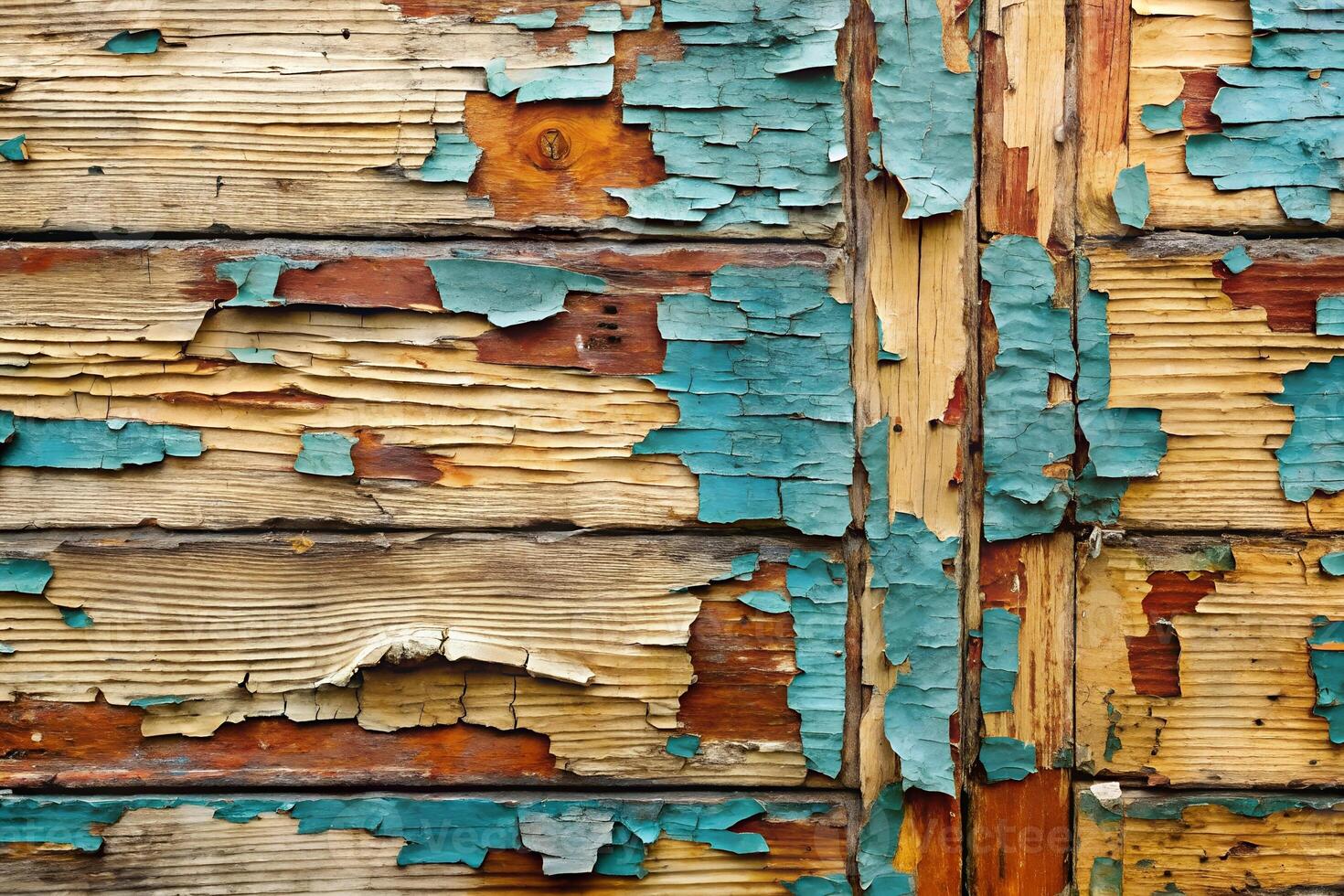Peeling Paint on Wooden Surface with Rustic Texture photo