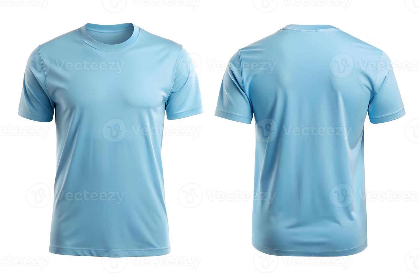 Light Blue T-Shirt Front and Back View for Apparel Mockups photo