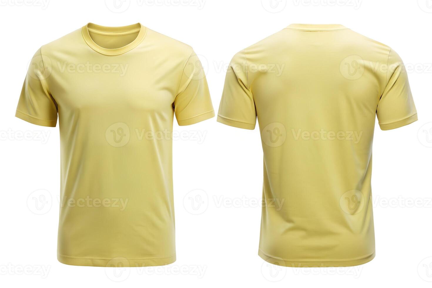 Blank Light Yellow T-Shirt Front and Back View for Apparel Mockups photo