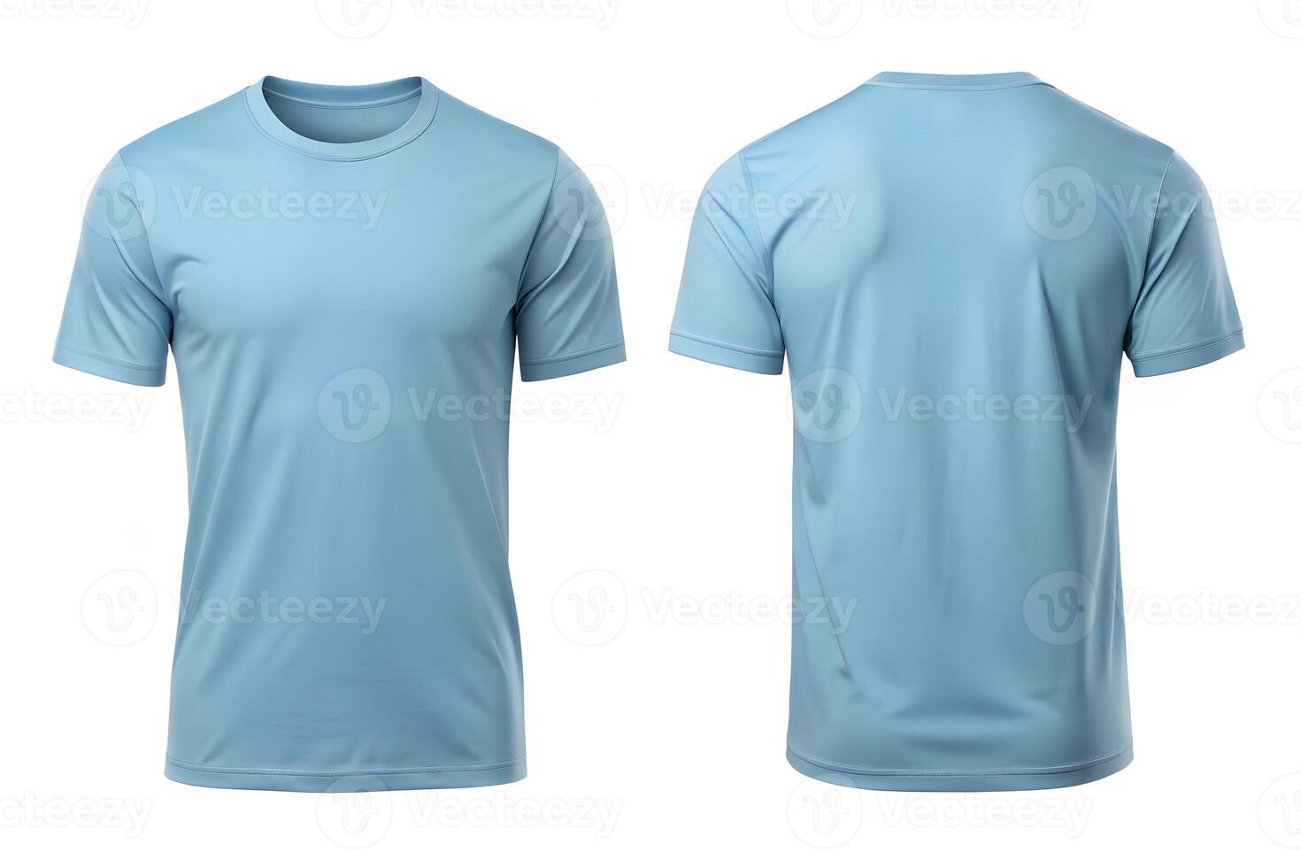 Light Blue T-Shirt Front and Back View for Apparel Mockups. photo