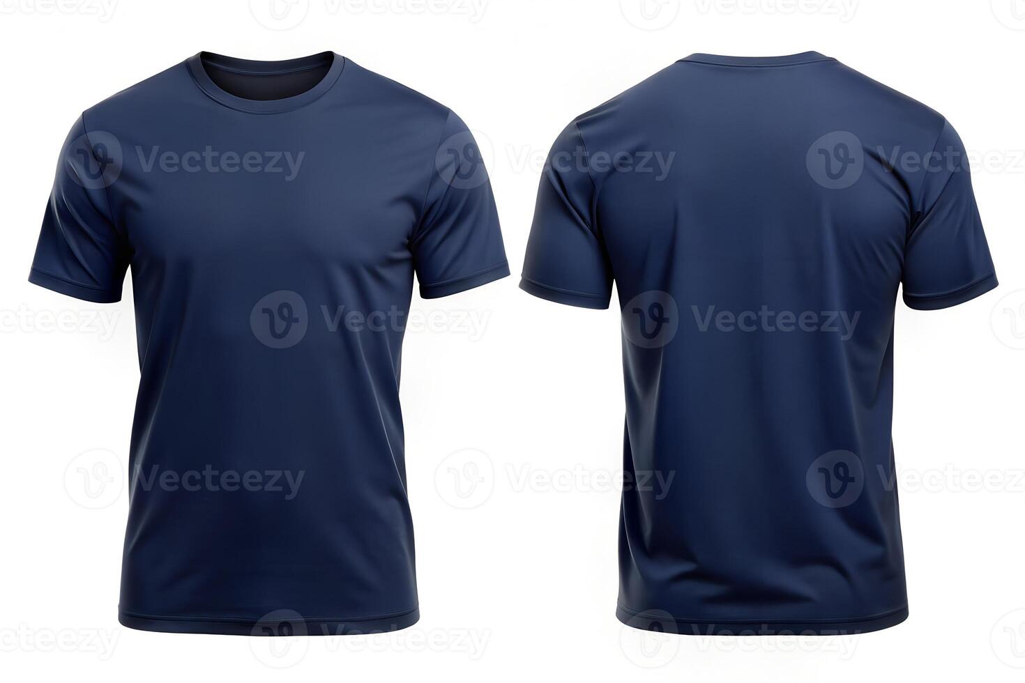 Dark Blue T-Shirt Front and Back View for Apparel Mockups photo