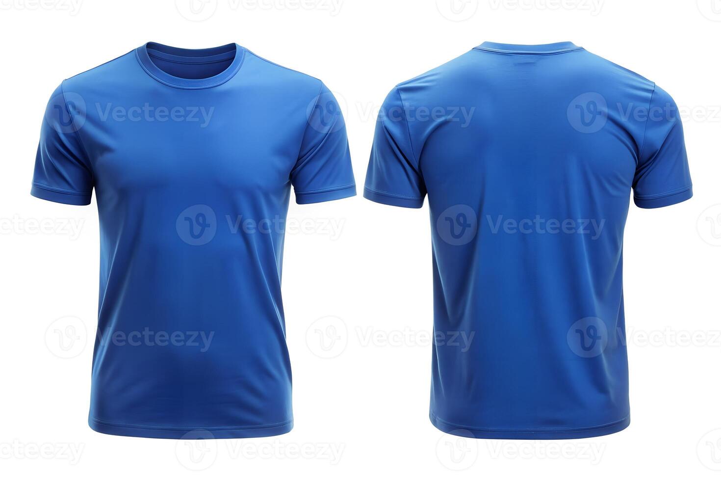 Blank Blue T-Shirt Front and Back View for Apparel Mockups photo