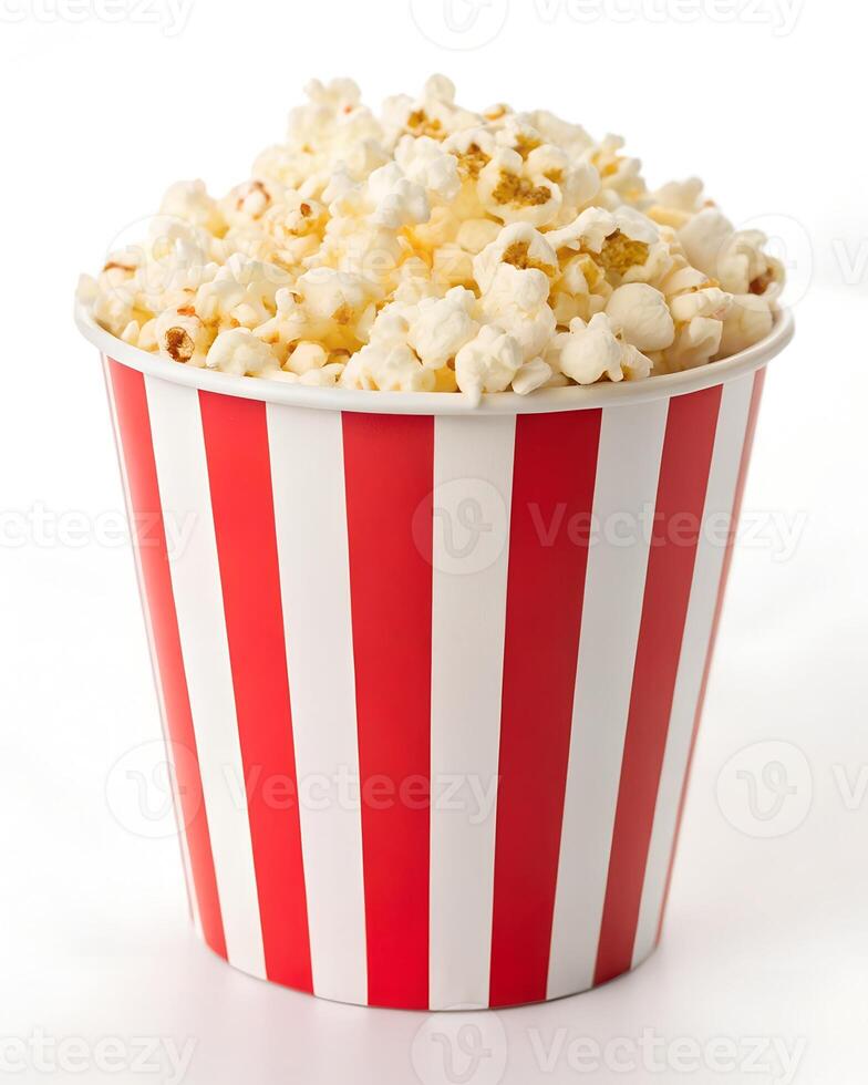 Popcorn Container with Red and White Stripes on White photo