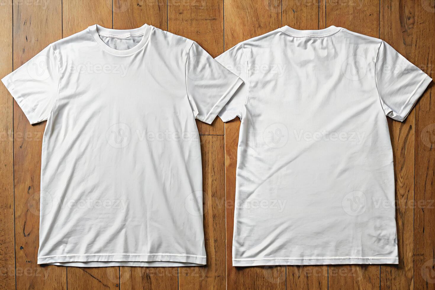 Blank White T-Shirt Front and Back View for Apparel Mockups photo