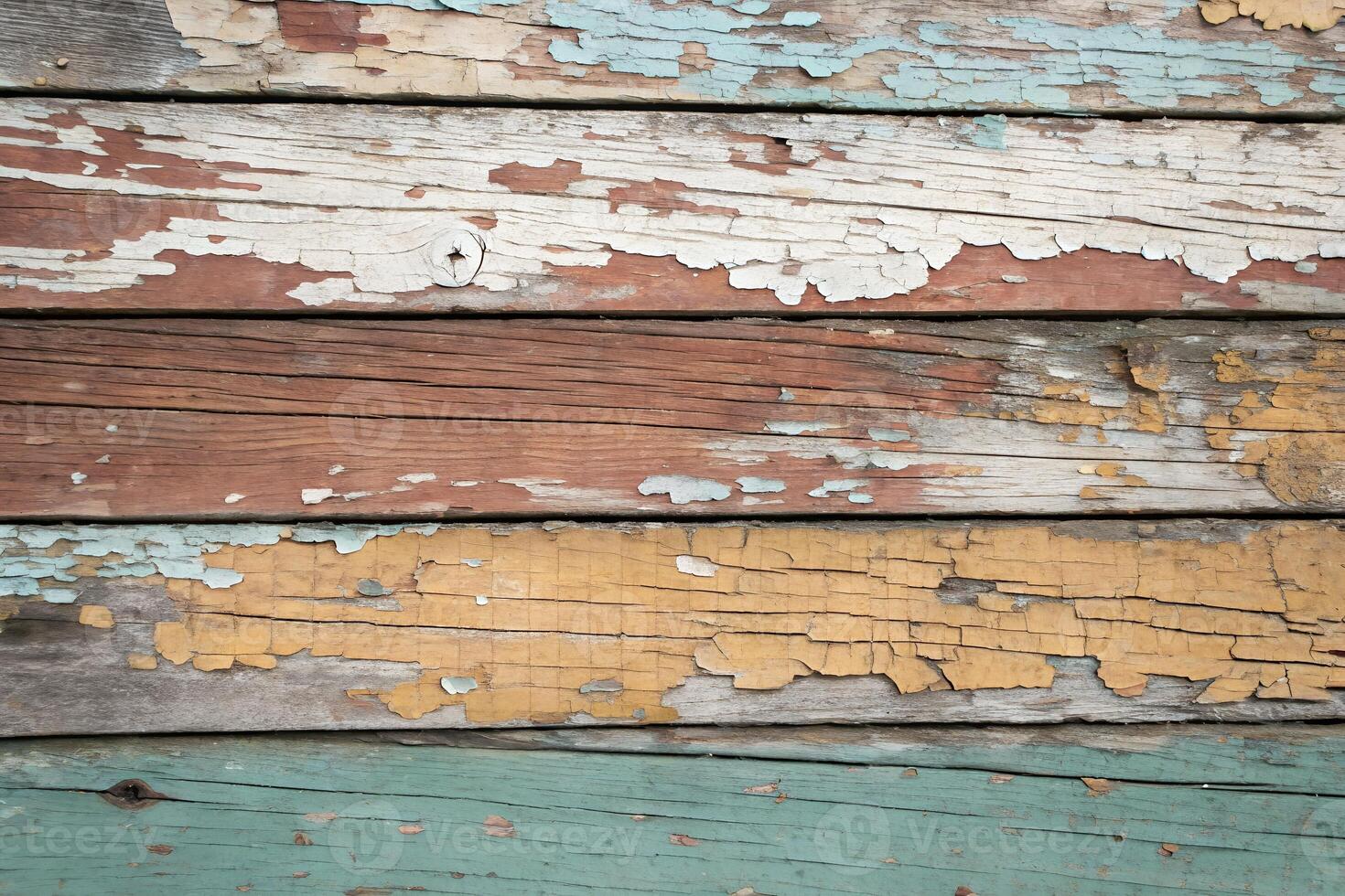Classic Peeling Paint on Wooden Surface with Rustic Texture photo