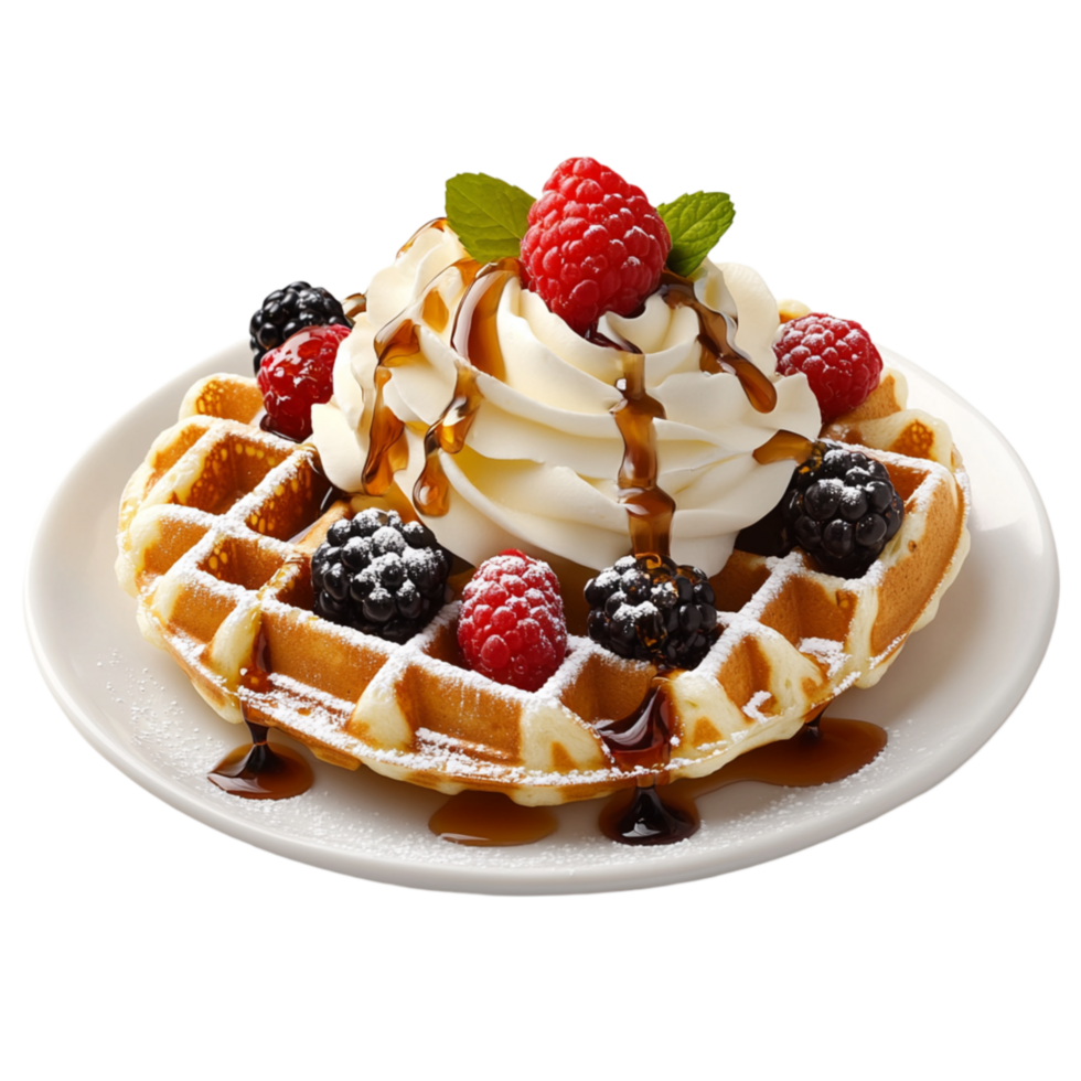 Chocolate Waffles with Ice Cream and Berries png