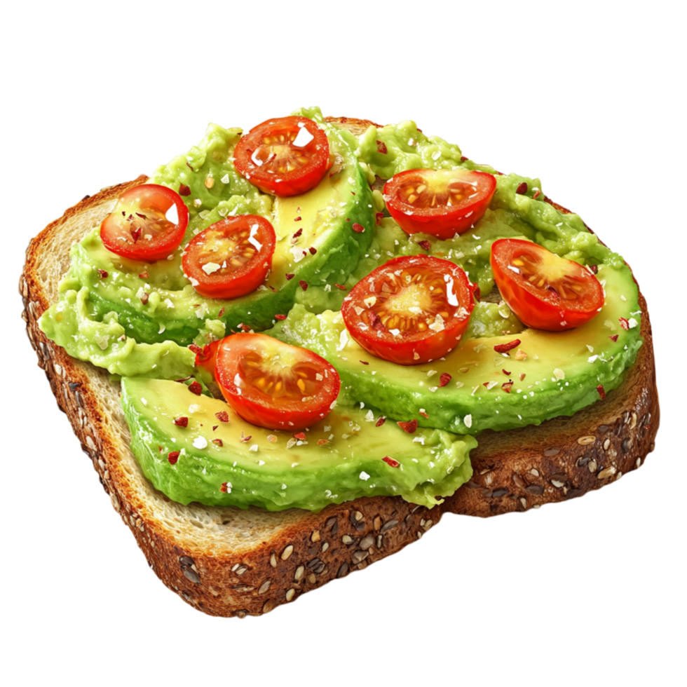 Avocado Toast with Tomatoes and Seasoning png