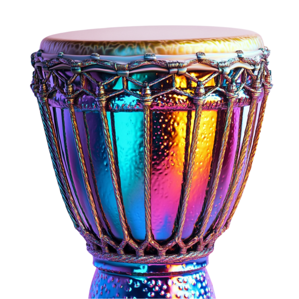 Iridescent Djembe Drum with Artistic Shine png
