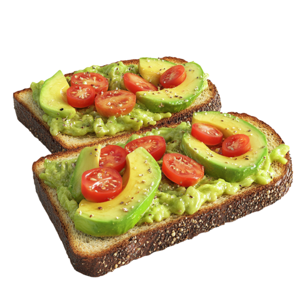 Avocado Toast with Tomato on Whole Grain Bread png
