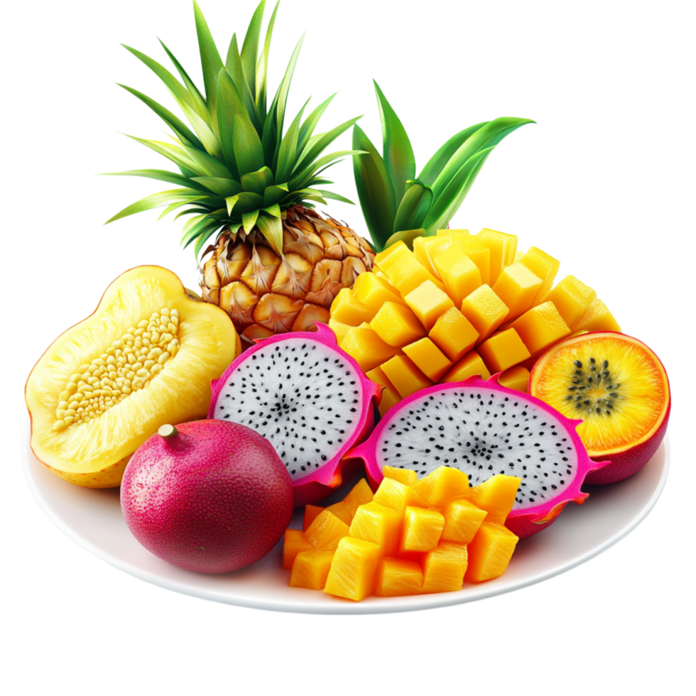 Tropical Fruit Plate with Mango and Dragon Fruit png