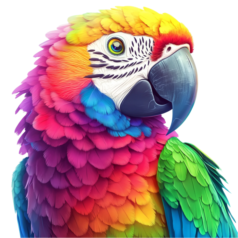 Vibrant Rainbow Parrot Illustration png