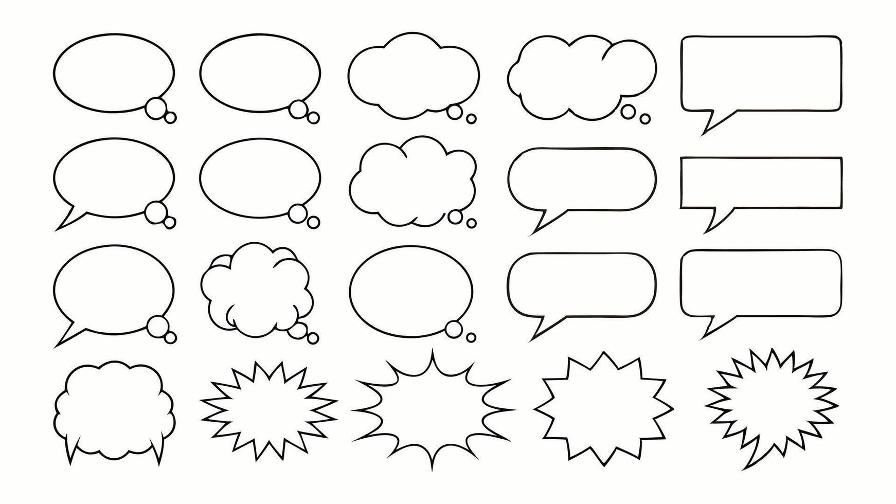 Hand Drawn Set of Speech Bubbles with Various Designs for Communication and Dialogue vector
