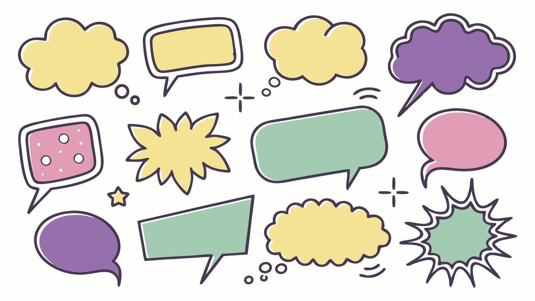 Set of colorful speech bubbles in various shapes for communication and conversation design vector