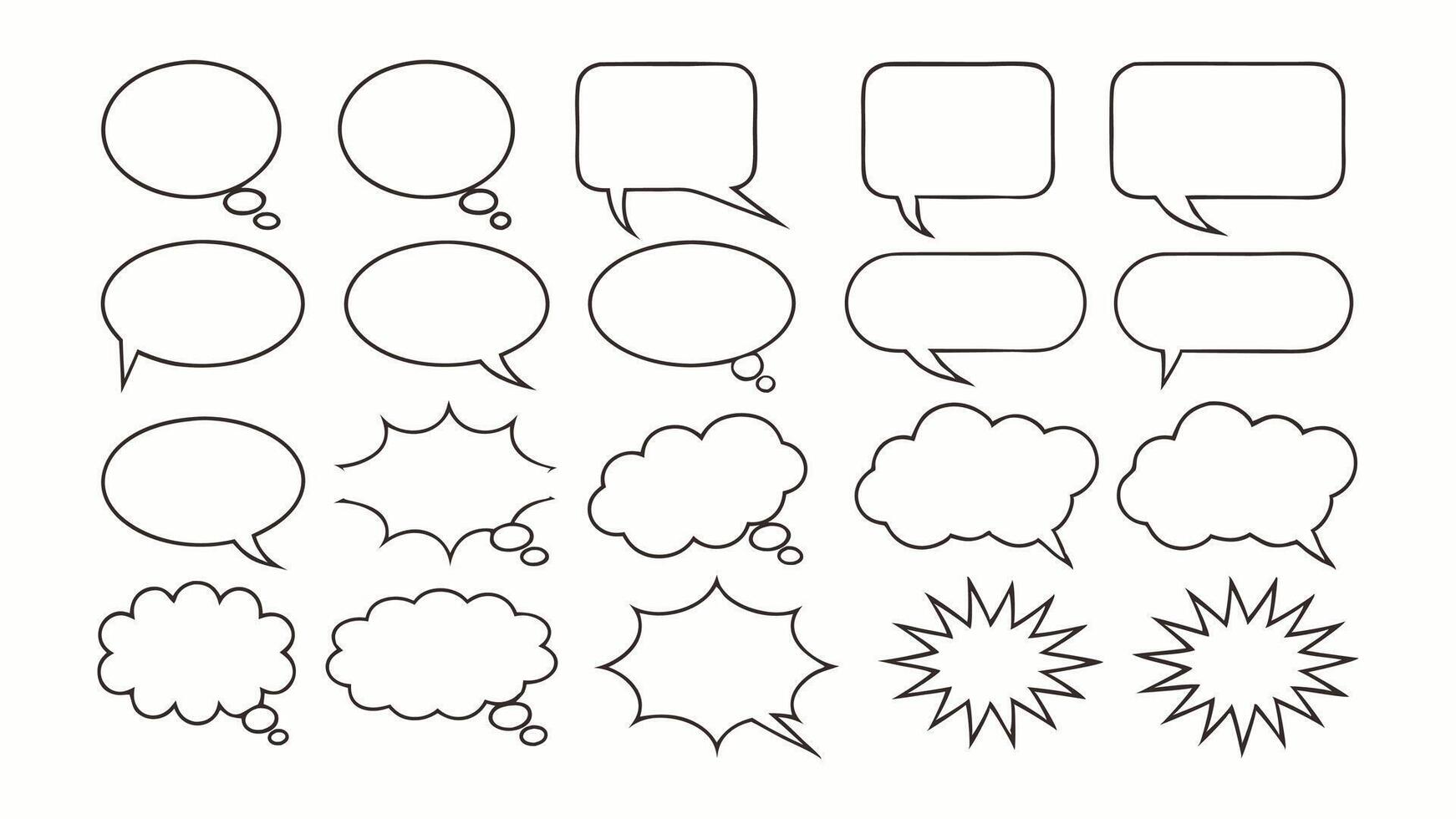 Set of comic speech bubbles with various designs for communication and dialogue vector