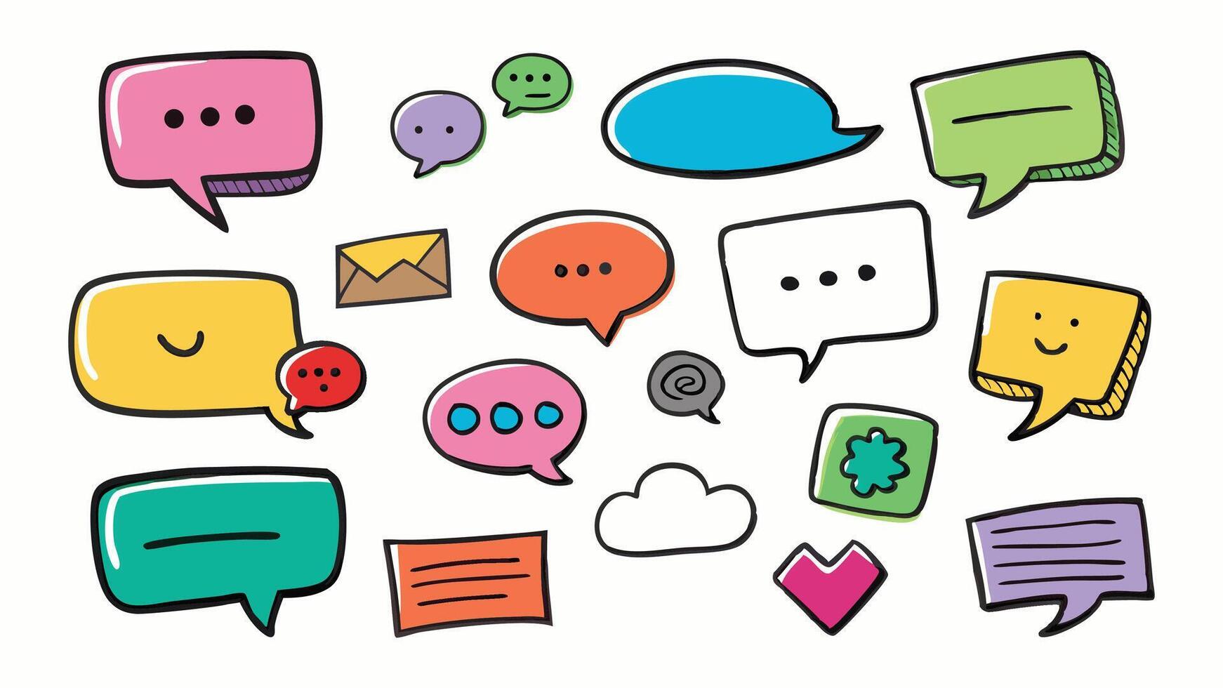 Colorful Speech Bubbles Set for Communication and Dialogue, set of colorful speech bubbles vector
