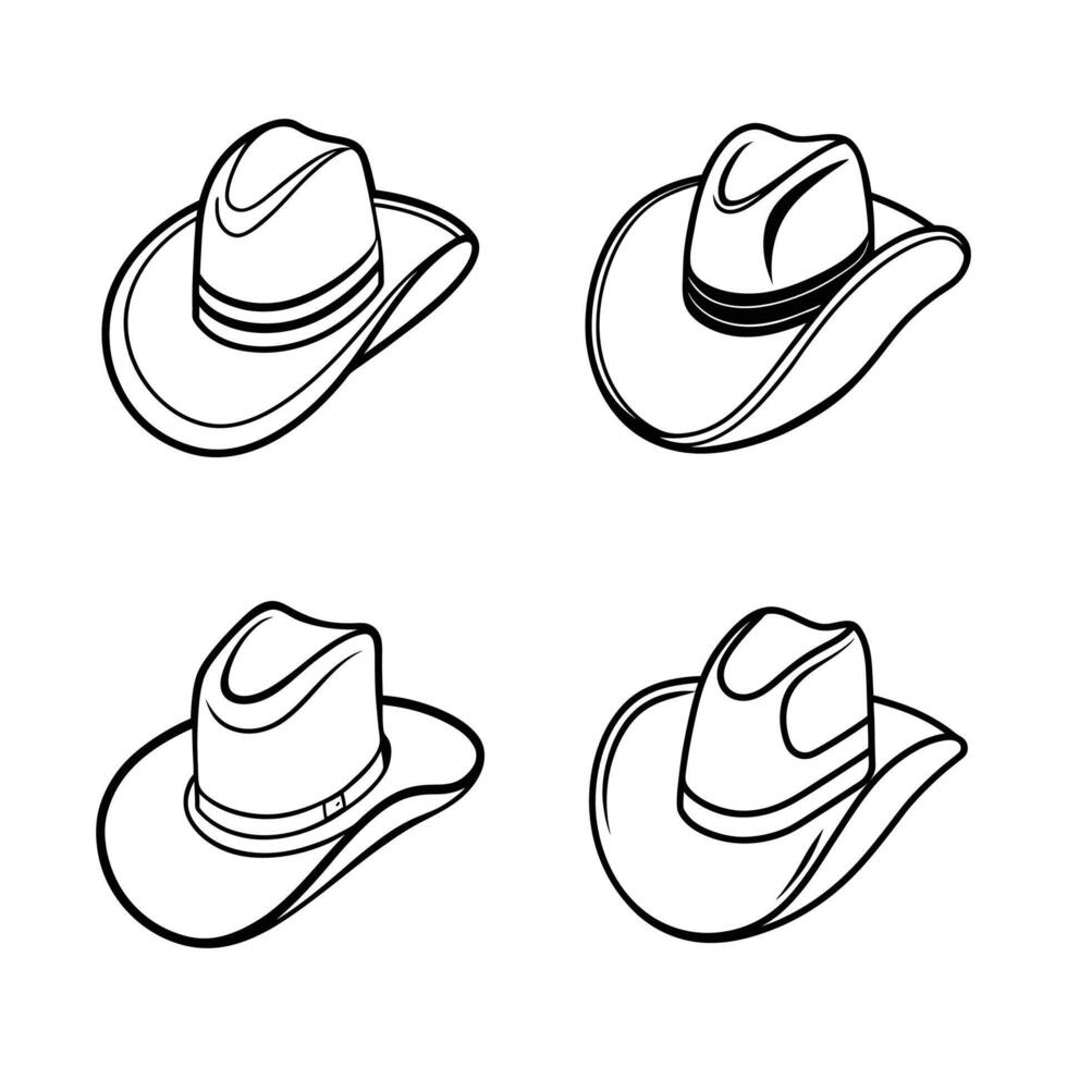 set of cowboy hats, set of hats, collection of hats illustration vector