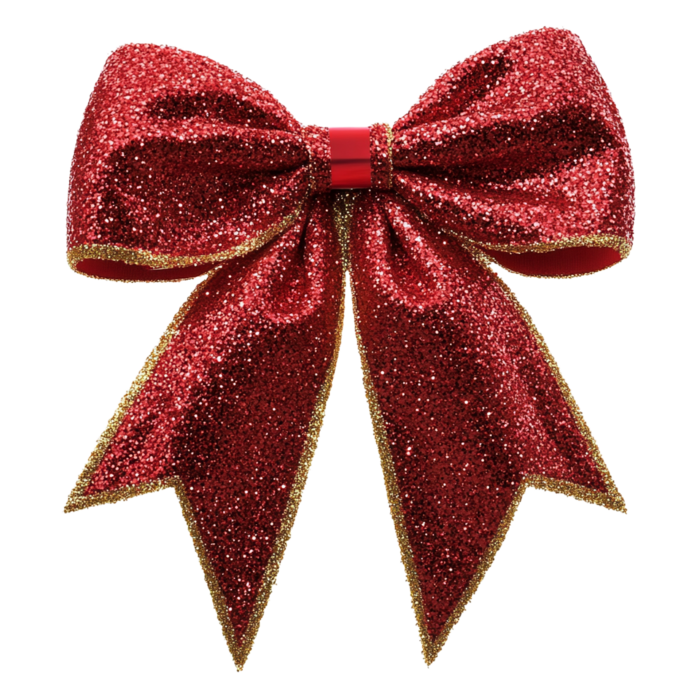 Glittery Red Christmas Bow with Elegant Design png