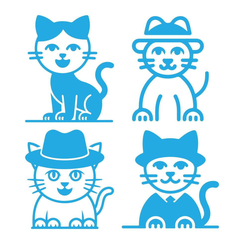 Cute Cartoon Cats Wearing Hats and Suits vector