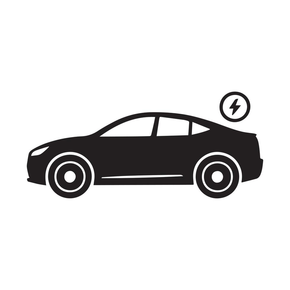 Electric Car Silhouette with Charging Icon vector