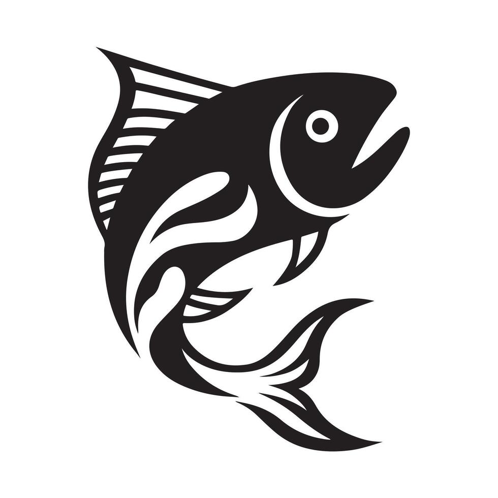 Bold Black and White Graphic Tuna Fish Design vector