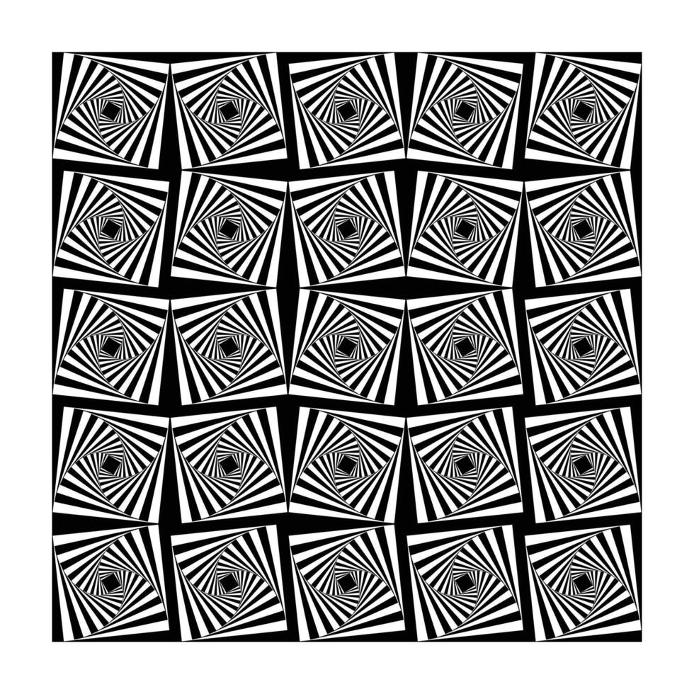 Black and White Optical Illusion Seamless Pattern with Twisted Squares vector