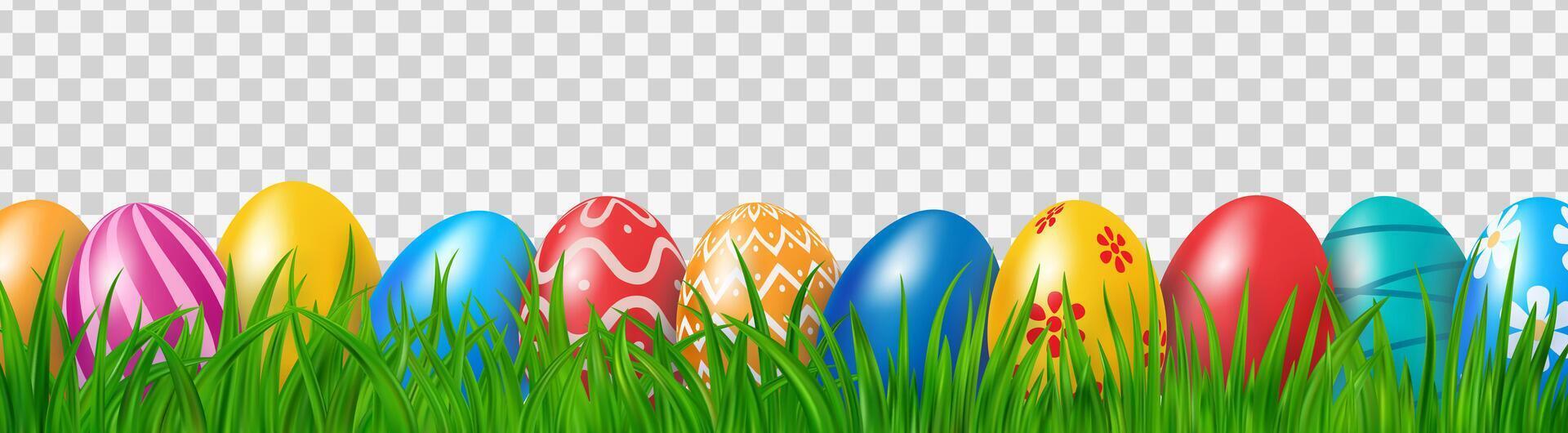 easter eggs on meadow green grass vector