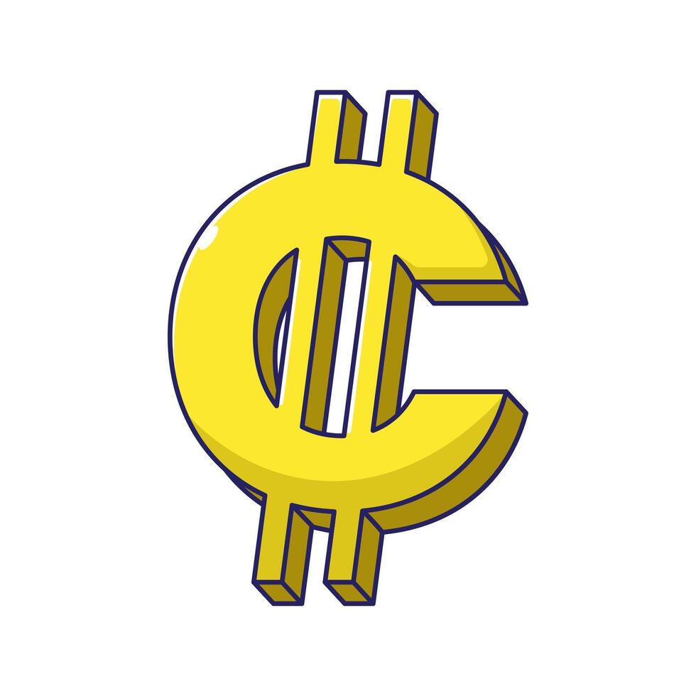 Flat cartoon of colon currency illustration icon mascot and symbol design isolated on white background vector