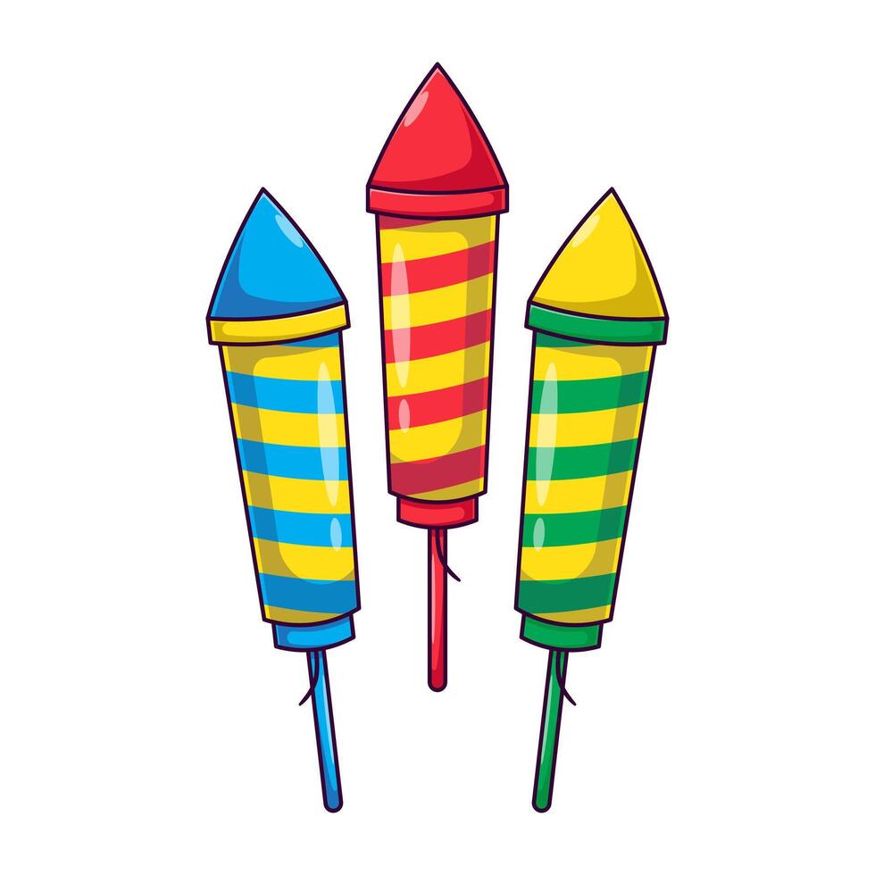 a set firecracker rocket with some shapes inside cartoon illustration isolated on white background vector