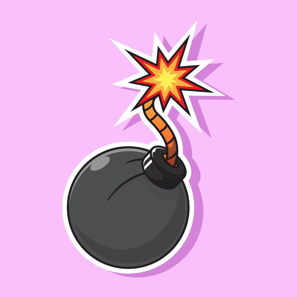 Draw bomb cartoon illustration icon or symbol suitable for banner element, web, computer or digital app vector