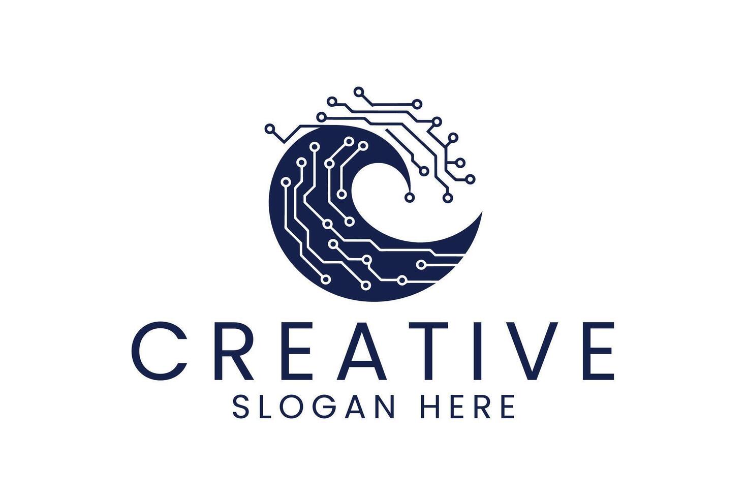 Abstract Tech Wave Circuit Digital Logo Design Data Icon Idea Blue Dark Line vector
