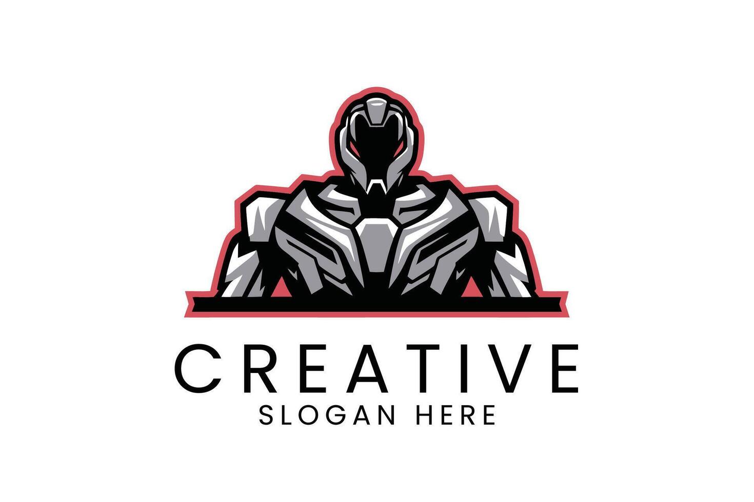 Powerful Robot Logo Design Strong Futuristic Grey art icon mask cool tech metal vector